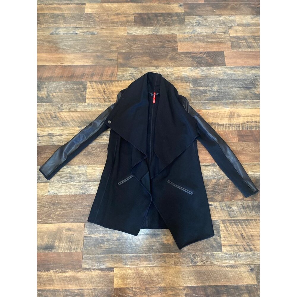 SPANX Drape Front Faux Leather Convertible Jacket Women's XS